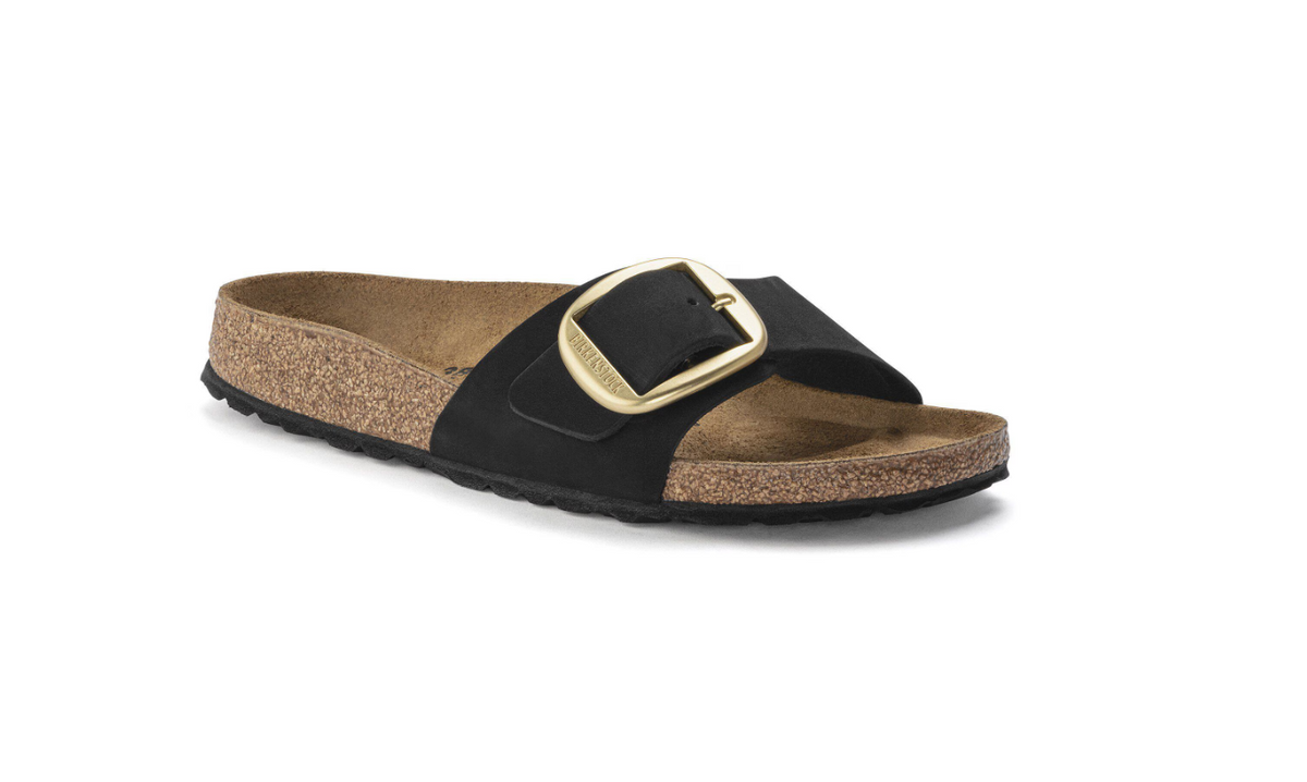 Birkenstock Madrid Big Buckle Nubuck Leather Black  Regular