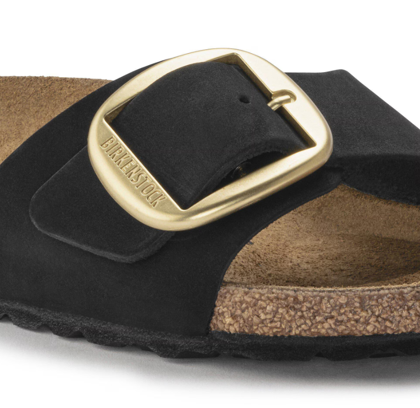 Birkenstock Madrid Big Buckle Nubuck Leather Black  Regular