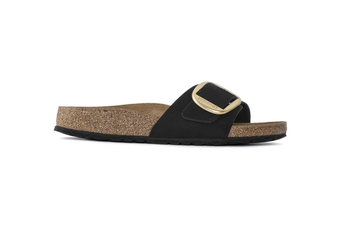 Birkenstock Madrid Big Buckle Nubuck Leather Black  Regular