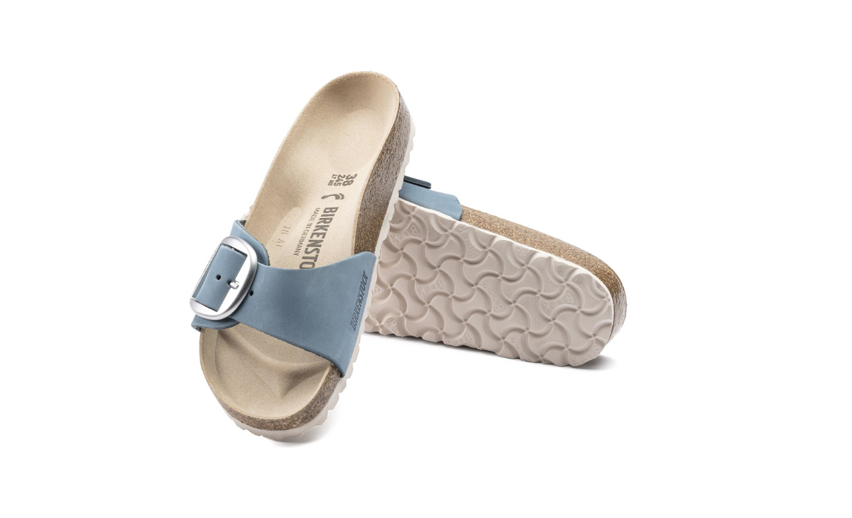 Birkenstock Madrid Big Buckle Nubuck Leather Dove Blue  Narrow