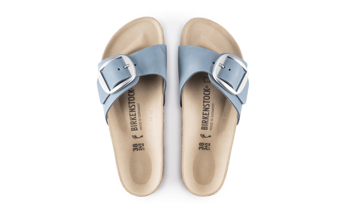 Birkenstock Madrid Big Buckle Nubuck Leather Dove Blue  Narrow