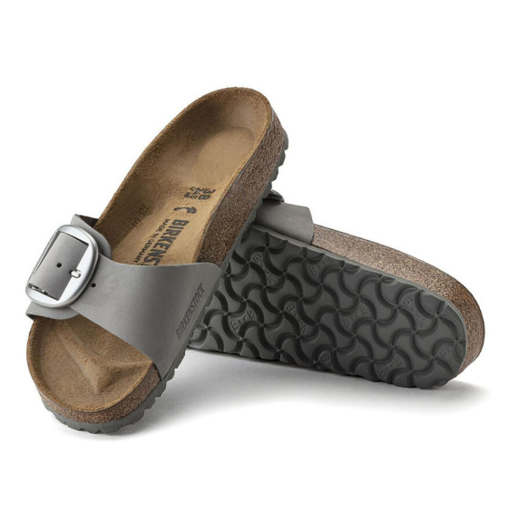 Birkenstock Madrid Big Buckle Nubuck Leather Dove Gray  Narrow