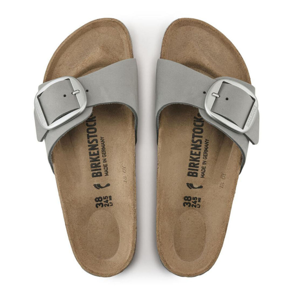 Birkenstock Madrid Big Buckle Nubuck Leather Dove Gray  Narrow