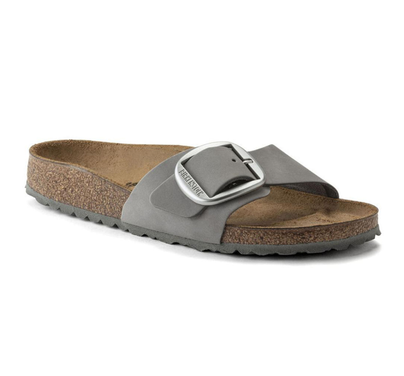 Birkenstock Madrid Big Buckle Nubuck Leather Dove Gray  Narrow