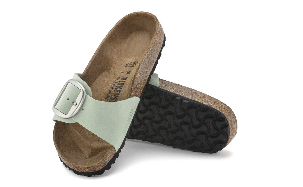 Birkenstock Madrid Big Buckle Nubuck Leather Matcha Narrow