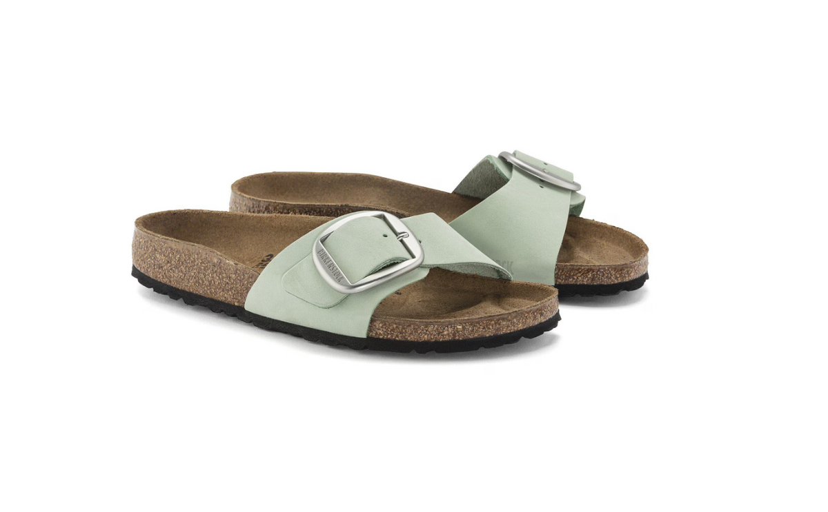 Birkenstock Madrid Big Buckle Nubuck Leather Matcha Narrow