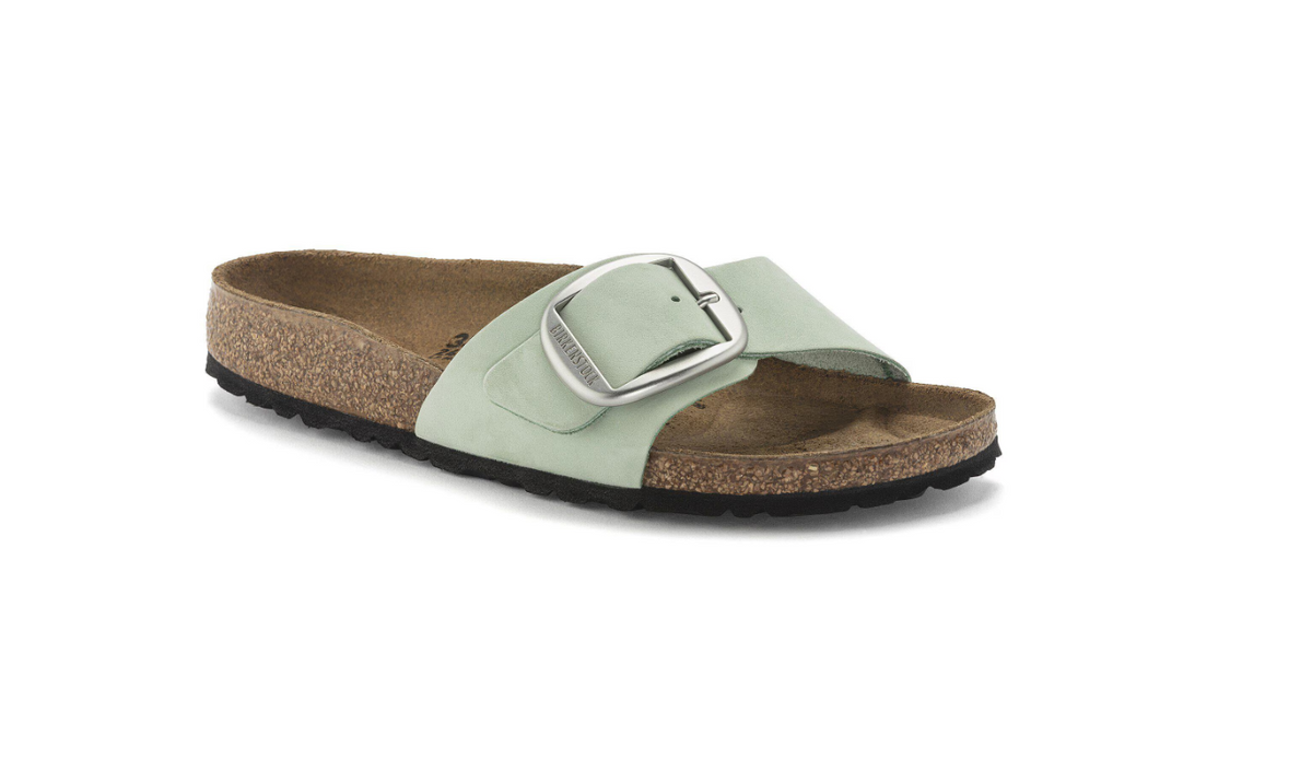 Birkenstock Madrid Big Buckle Nubuck Leather Matcha Narrow