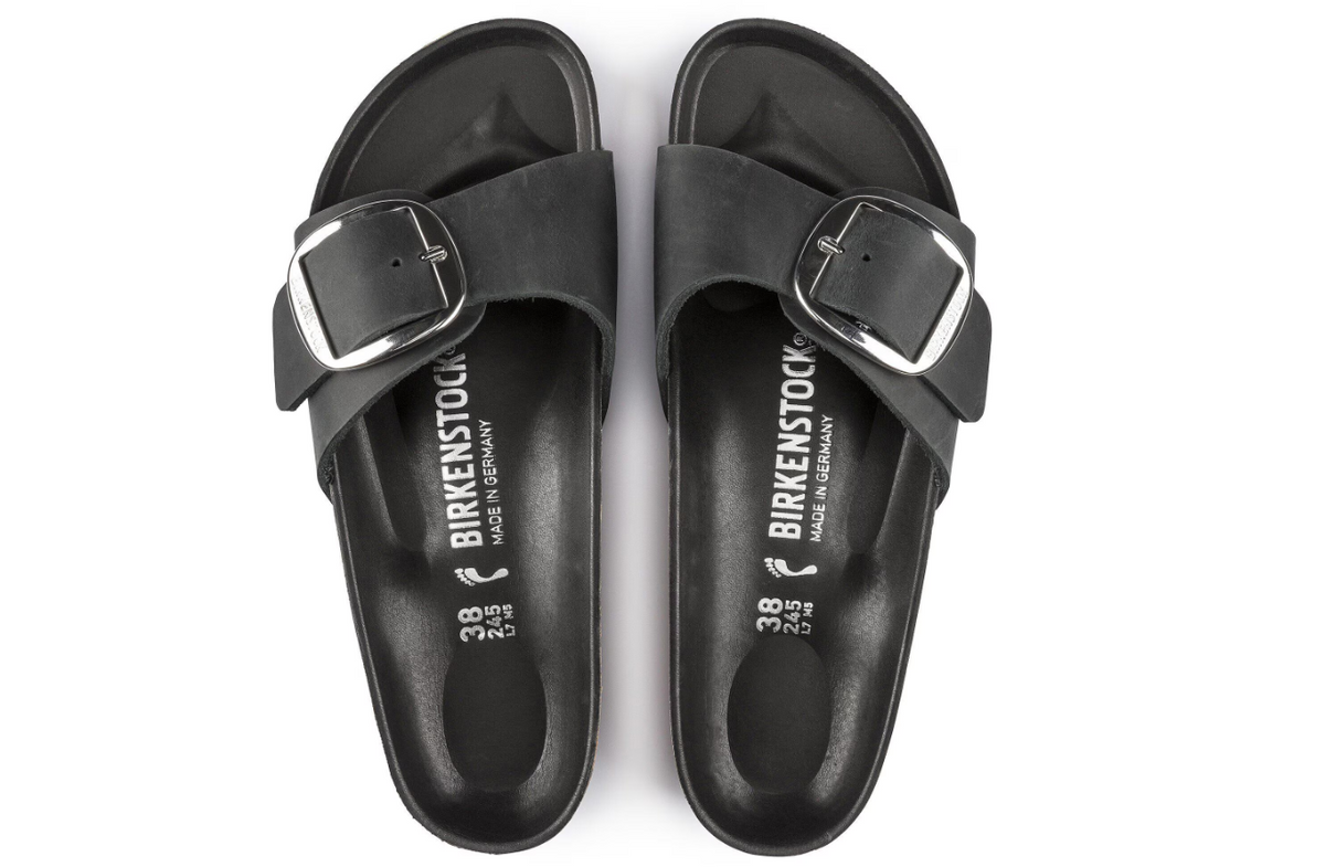 Birkenstock Madrid Big Buckle Oiled Leather Black  Narrow
