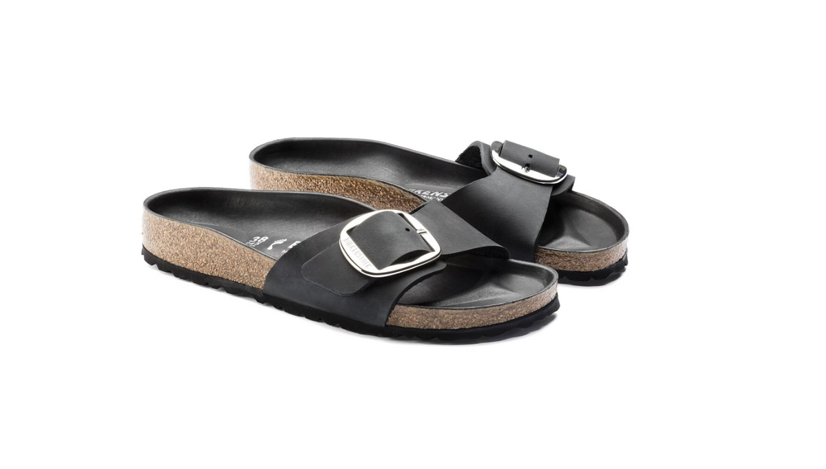 Birkenstock Madrid Big Buckle Oiled Leather Black  Narrow
