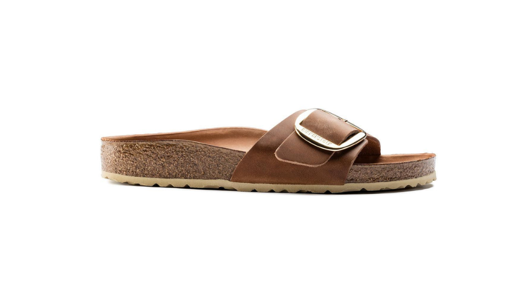 Birkenstock Madrid Big Buckle Oiled Leather Sandal Cognac  Narrow