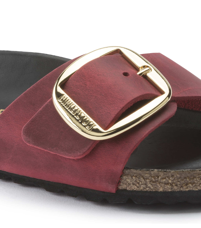 Birkenstock Madrid Big Buckle Oiled Leather Sandal Fire Red  Narrow