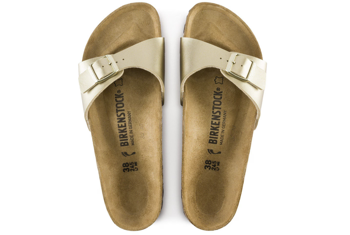 Birkenstock Madrid Birko-Flor Gold Narrow Sandals