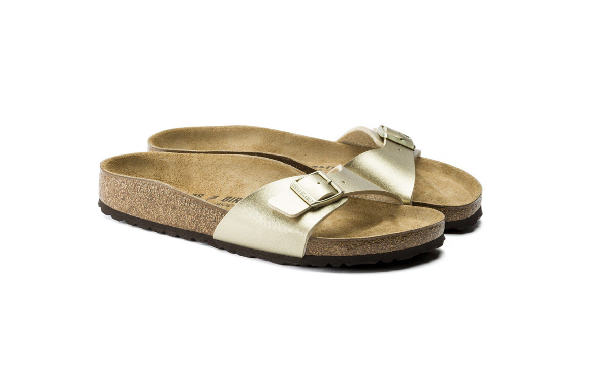 Birkenstock Madrid Birko-Flor Gold Narrow Sandals