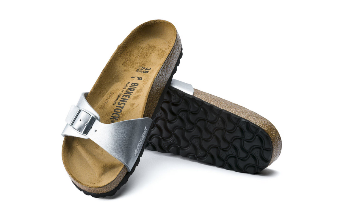 Birkenstock Madrid Birko-Flor Silver Sandals Narrow