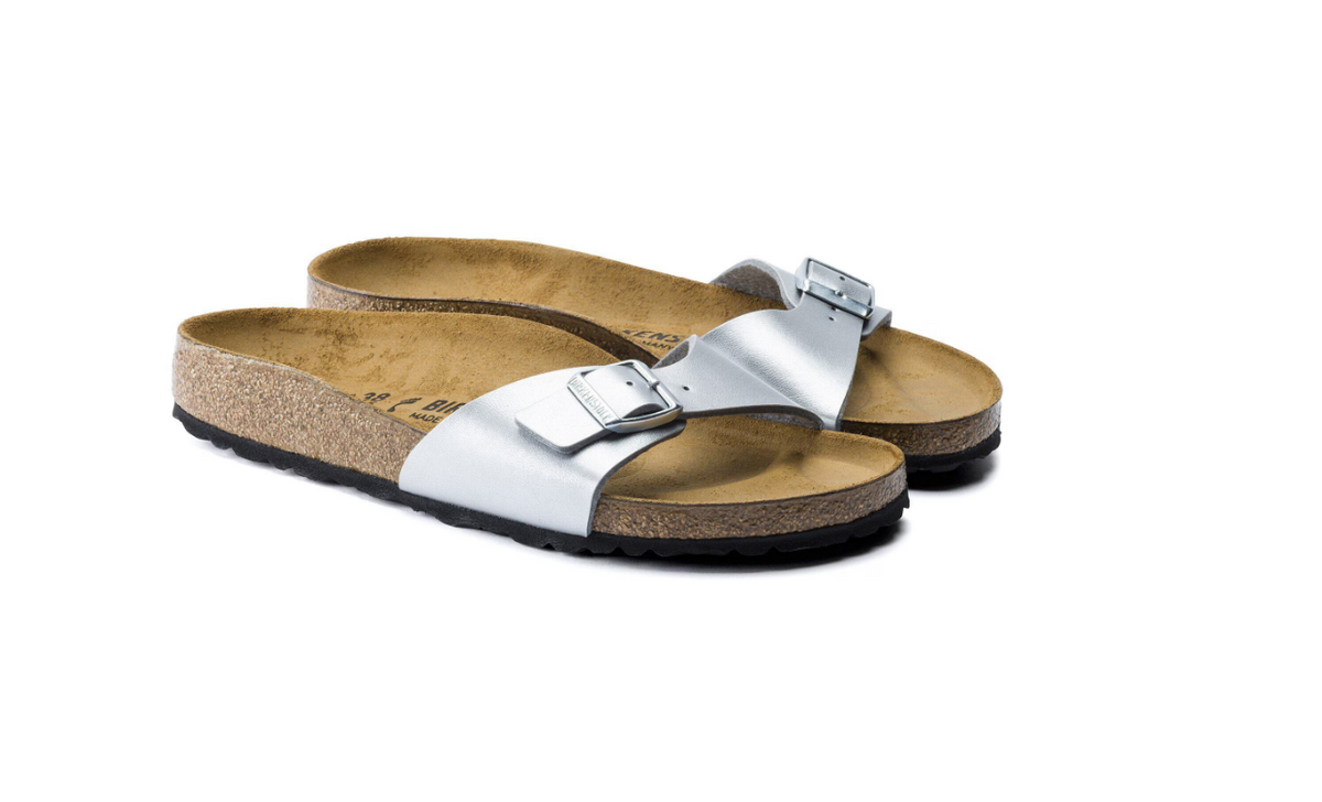 Birkenstock Madrid Birko-Flor Silver Sandals Narrow