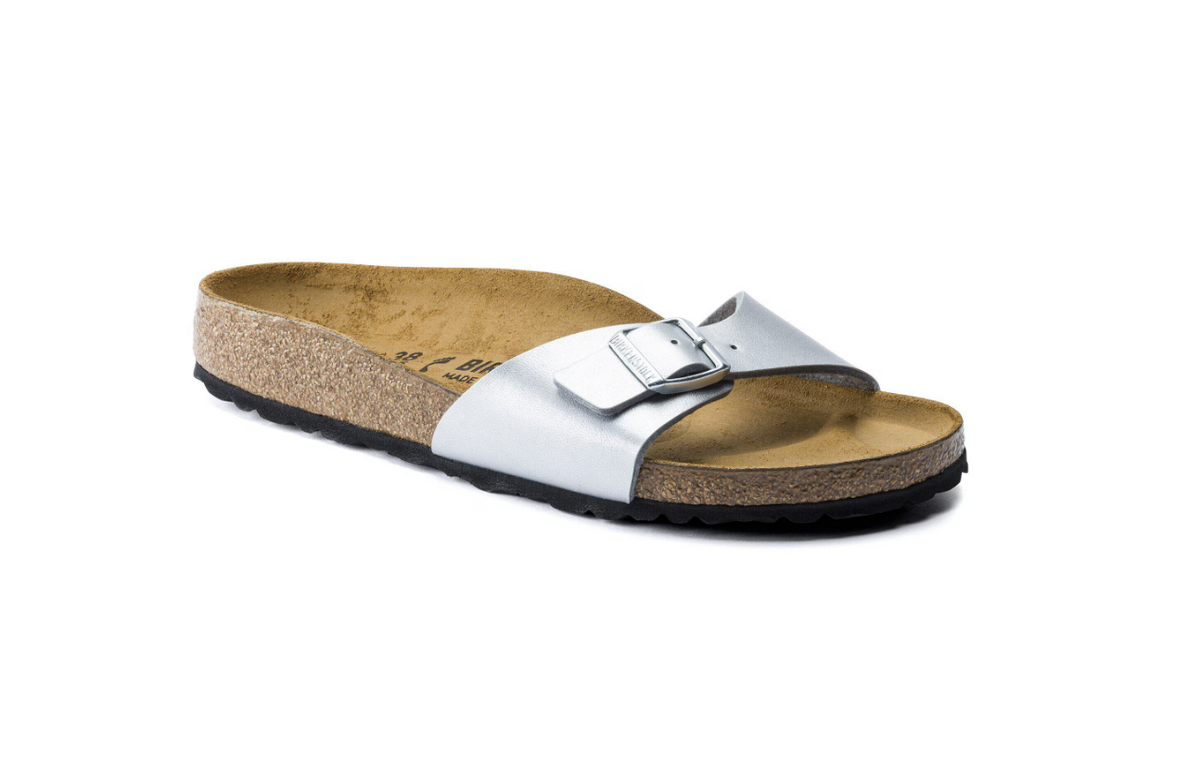 Birkenstock Madrid Birko-Flor Silver Sandals Narrow
