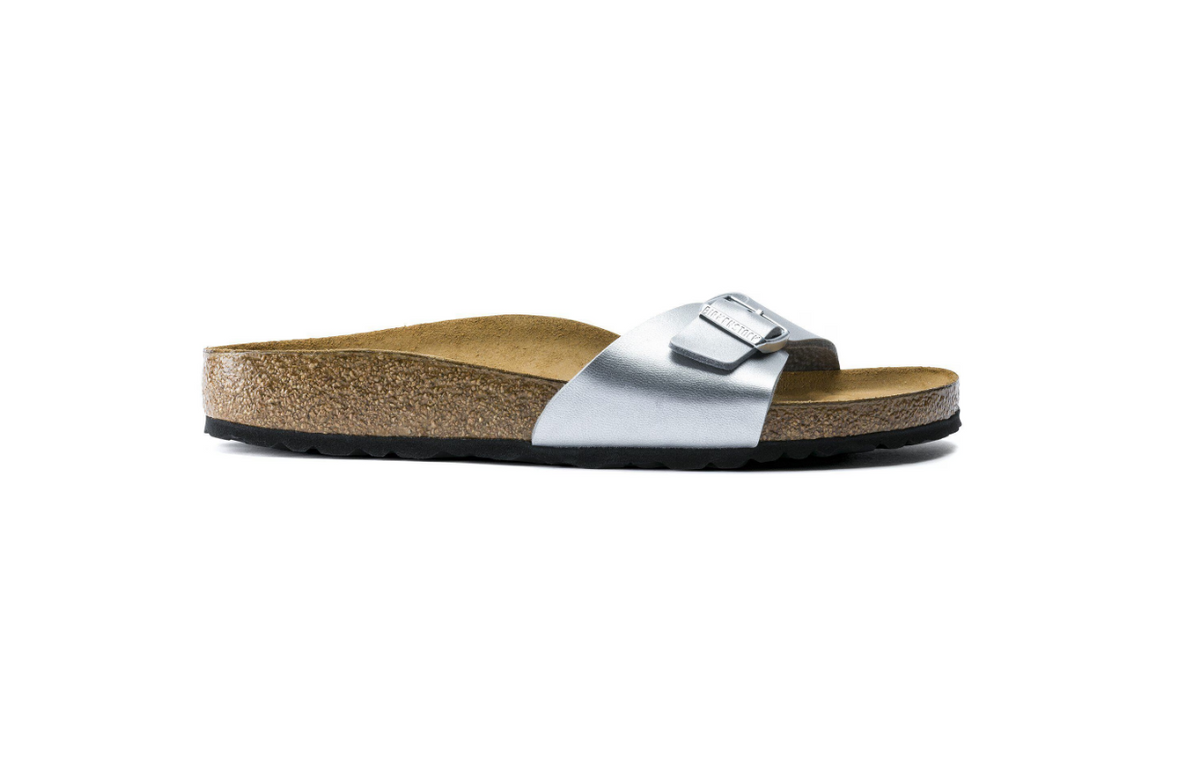 Birkenstock Madrid Birko-Flor Silver Sandals Narrow