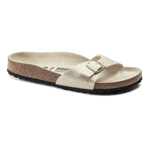 Birkenstock Madrid Shiny Python Eggshell Sandals  Narrow