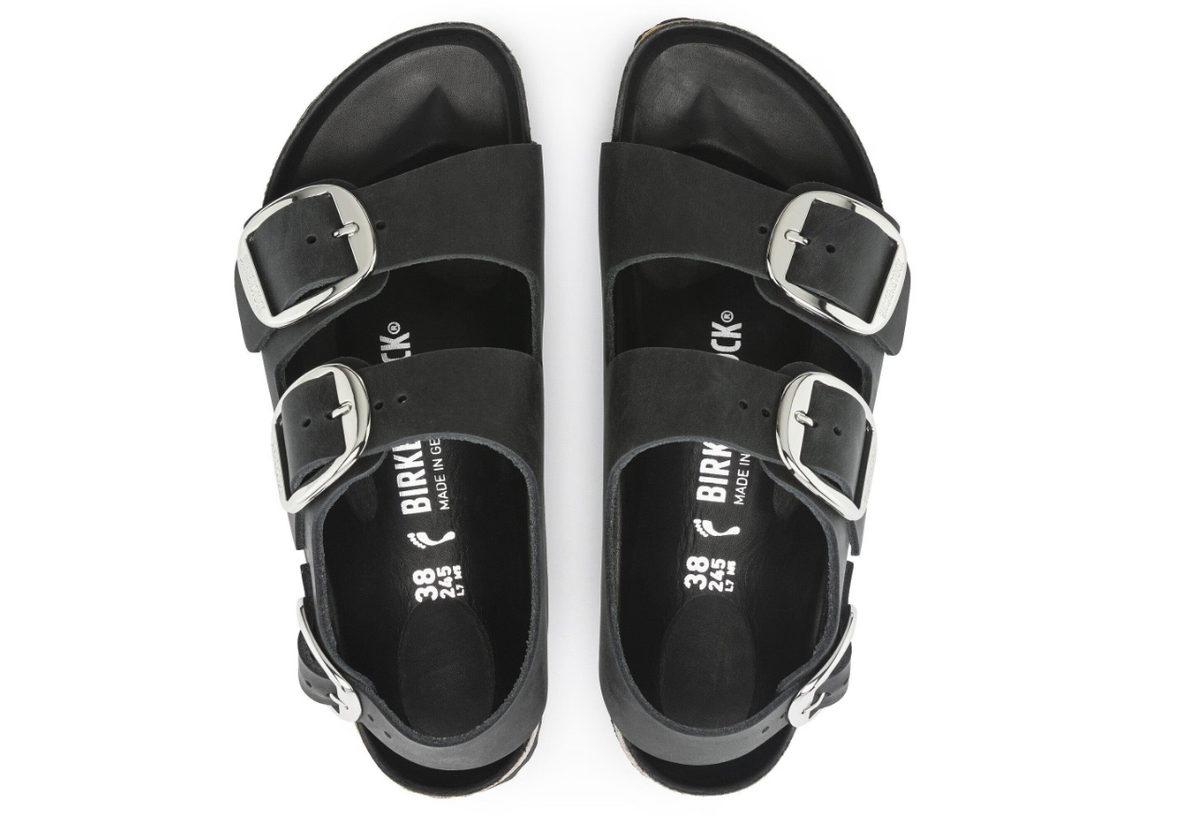 Birkenstock Milano Big Buckle Oiled Leather Black  Narrow