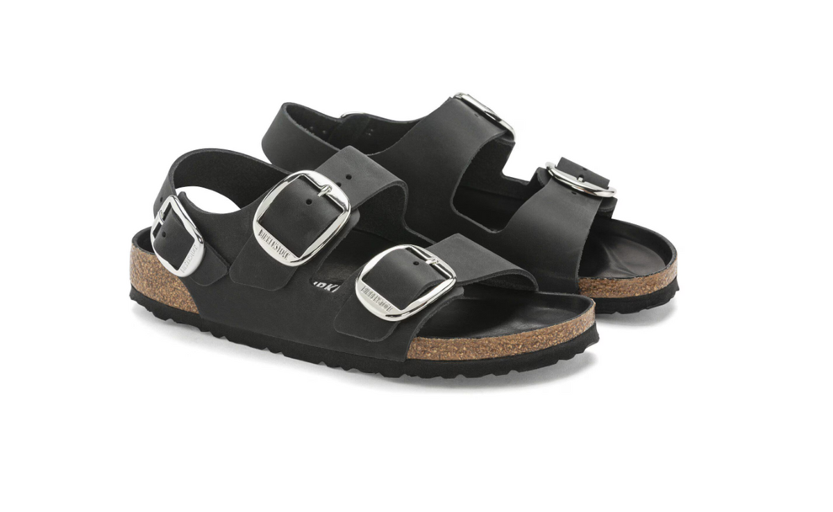 Birkenstock Milano Big Buckle Oiled Leather Black  Narrow