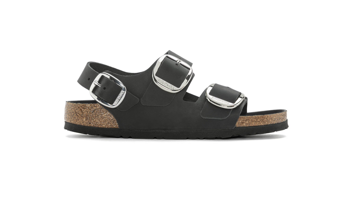 Birkenstock Milano Big Buckle Oiled Leather Black  Narrow