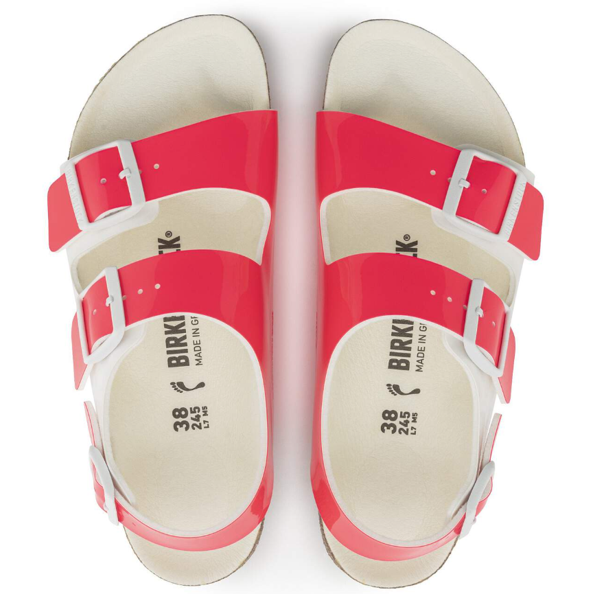 Birkenstock Milano Birko-Flor Patent Neon Pink/White  Narrow