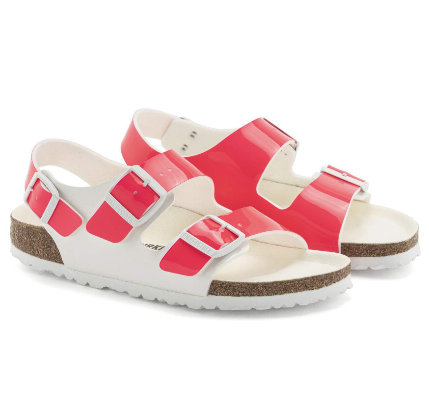 Birkenstock Milano Birko-Flor Patent Neon Pink/White  Narrow