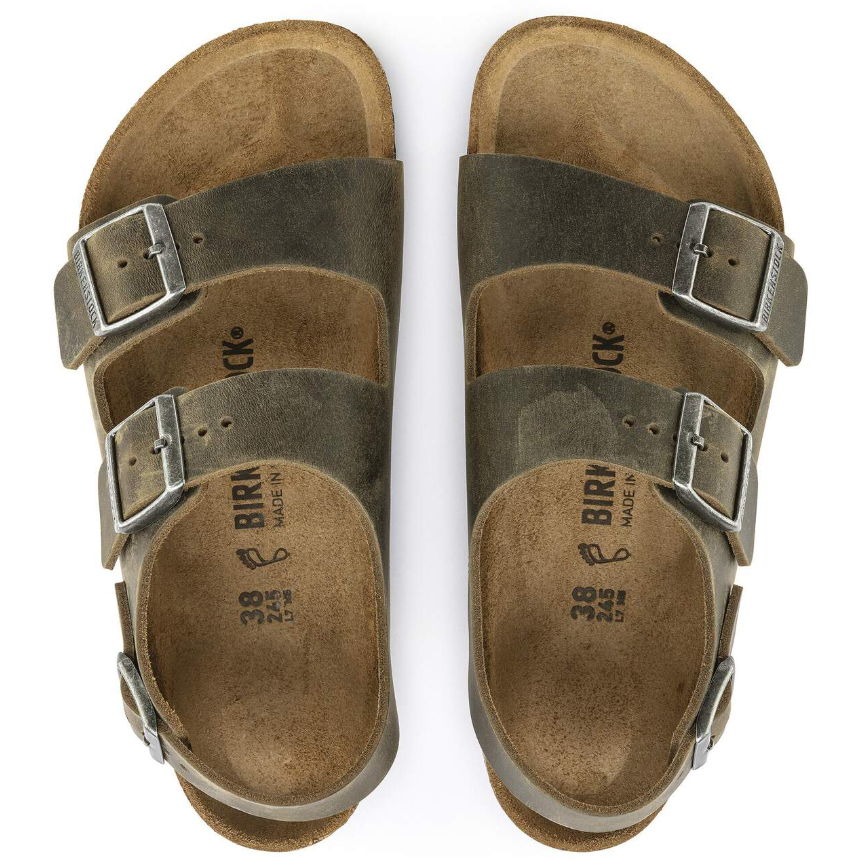 Birkenstock Milano Faded Khaki Oiled Leather  Narrow