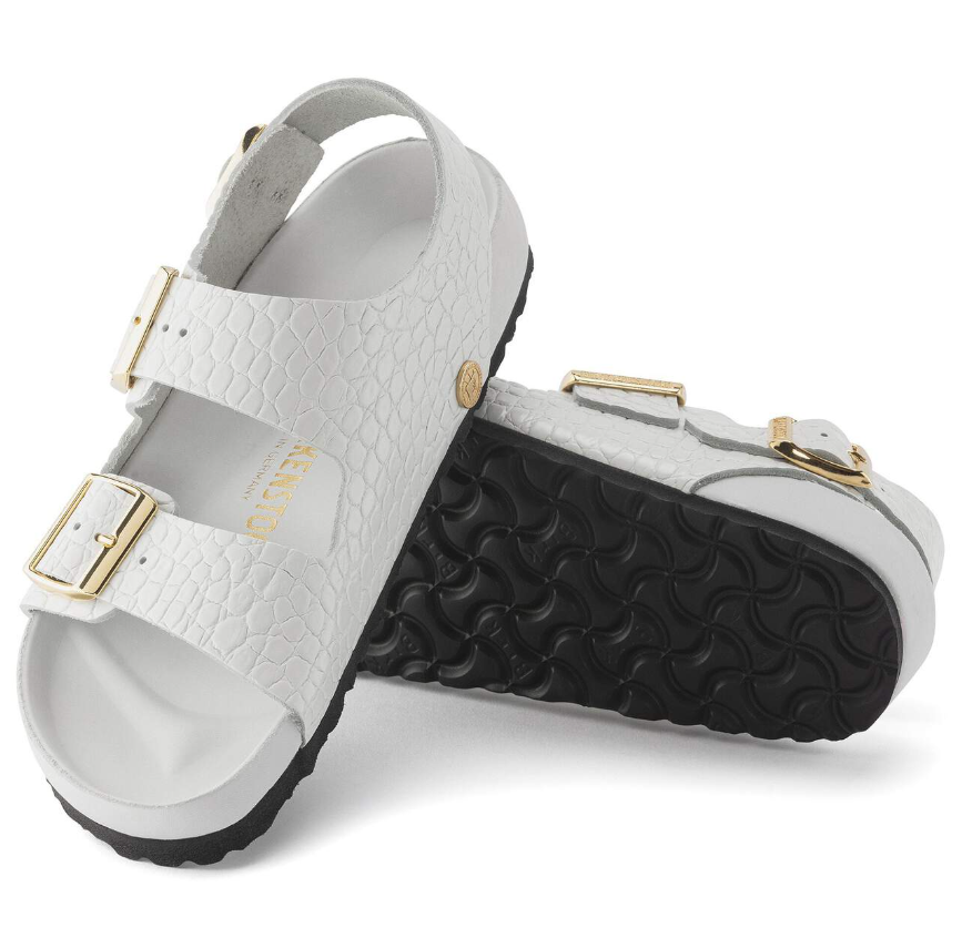 Birkenstock Milano Embossed Leather Sandals Emboss White  Narrow