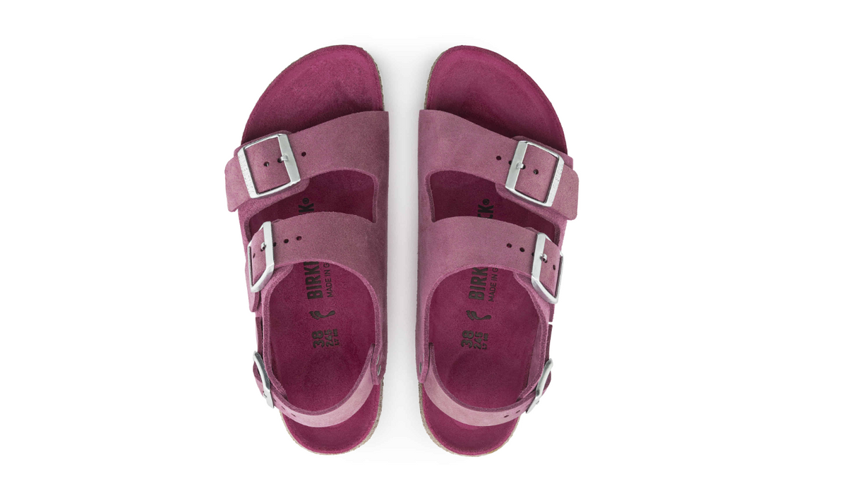 Birkenstock Milano Suede Leather Shimmering Fuchsia  Narrow