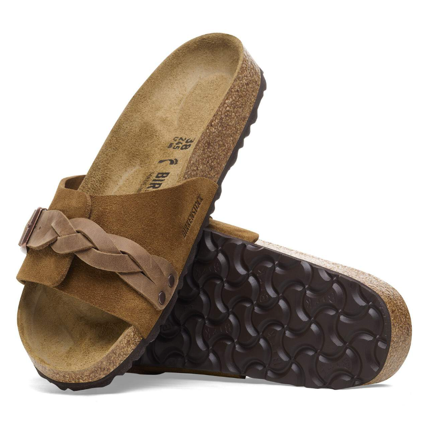 Birkenstock Oita Braided Suede Leather Sandals Mink  Narrow