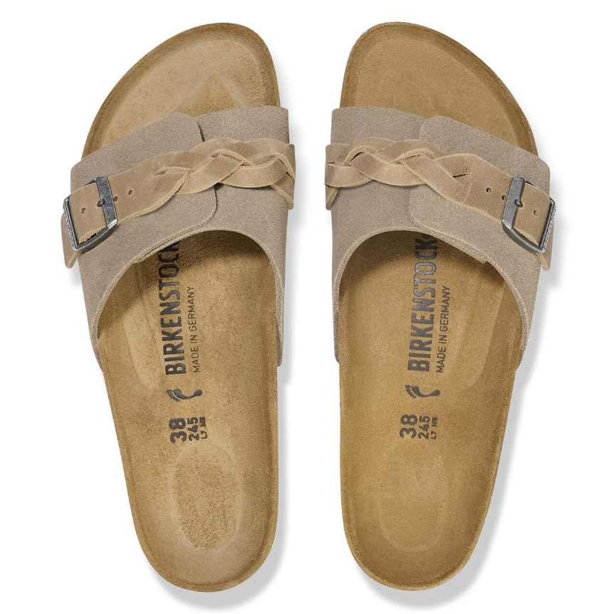 Birkenstock Oita Braided Suede Leather Sandals Taupe Narrow