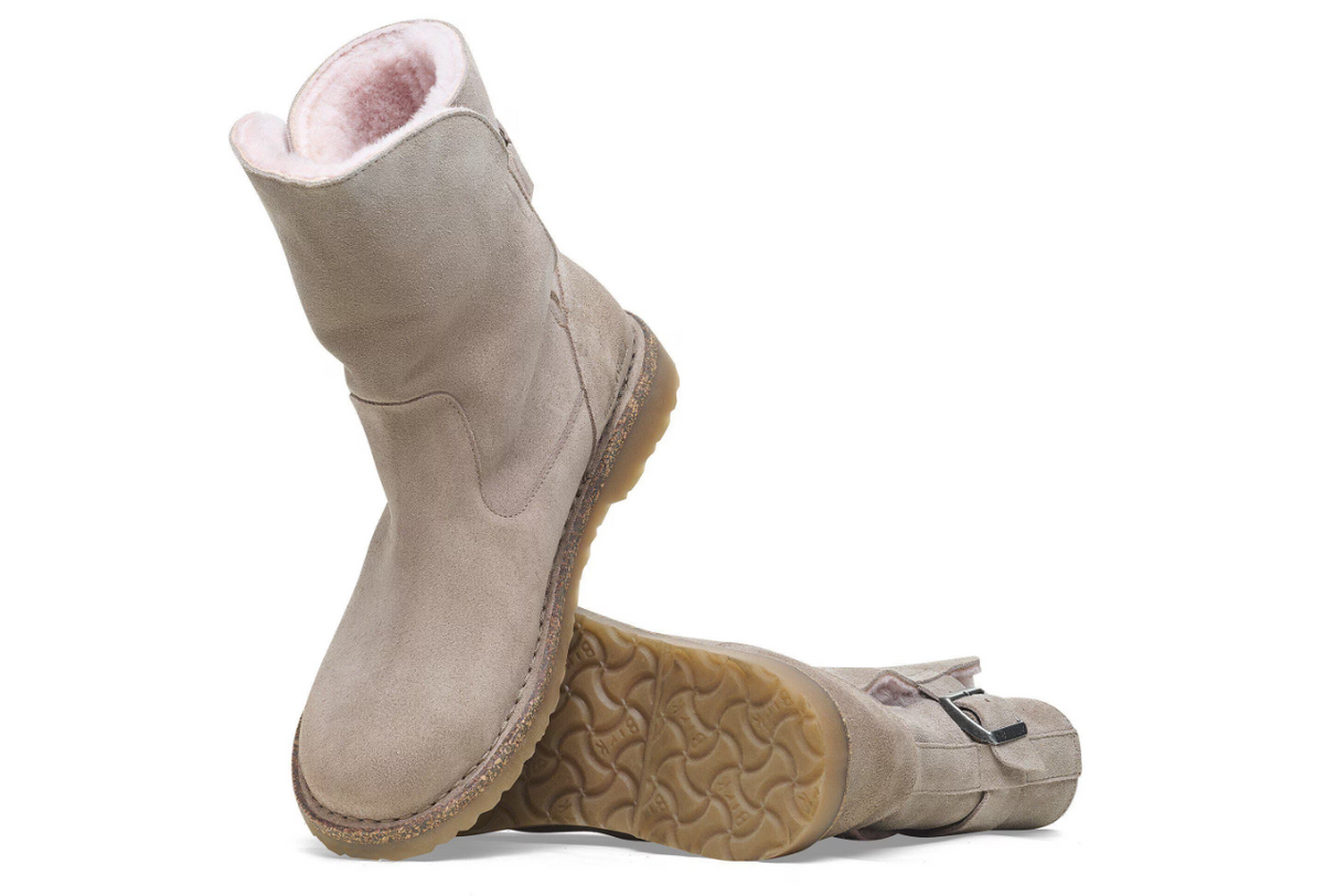 Birkenstock Uppsala Shearling Suede Leather Gray Taupe  Regular