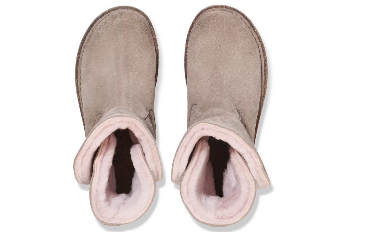 Birkenstock Uppsala Shearling Suede Leather Gray Taupe  Regular