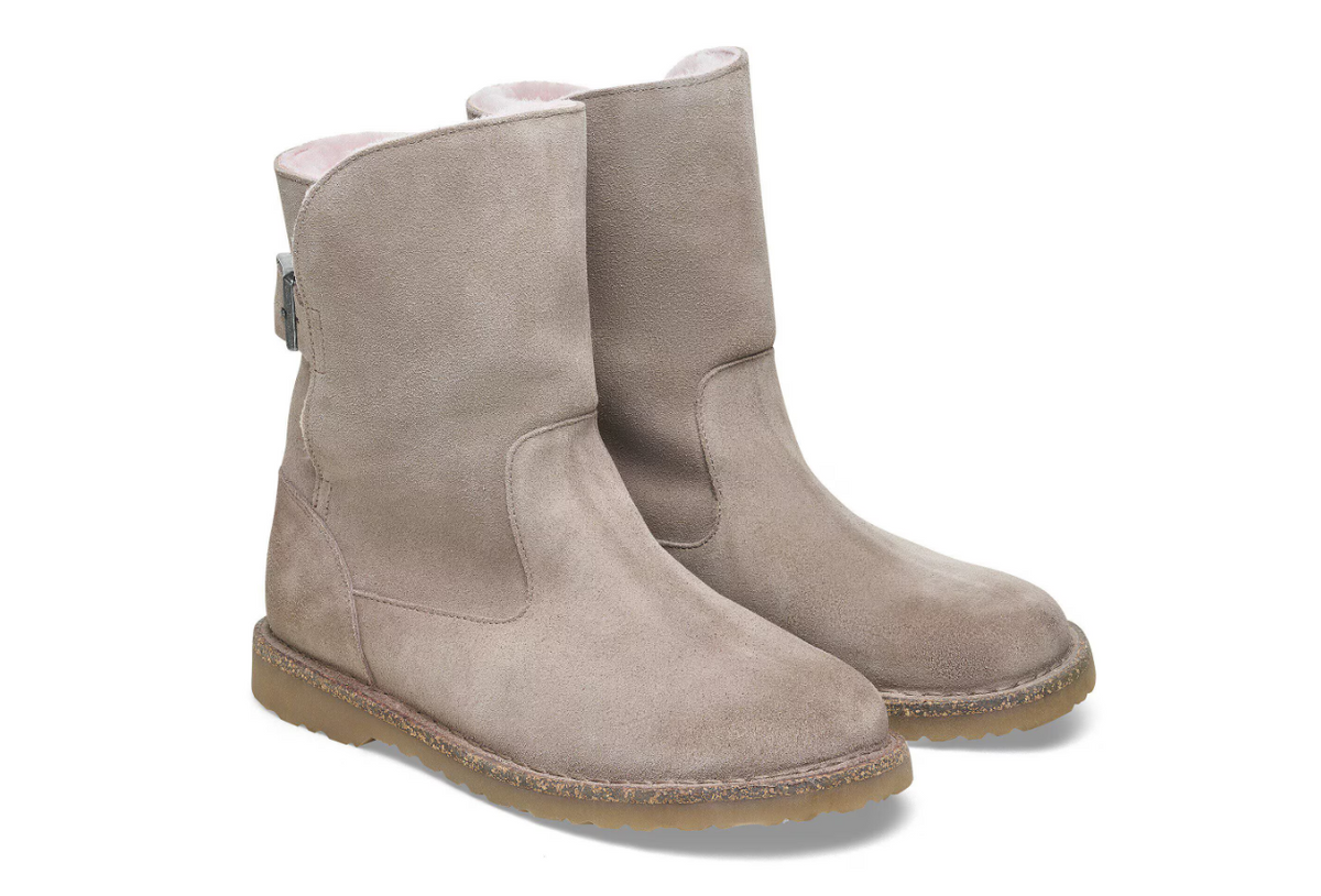 Birkenstock Uppsala Shearling Suede Leather Gray Taupe  Regular