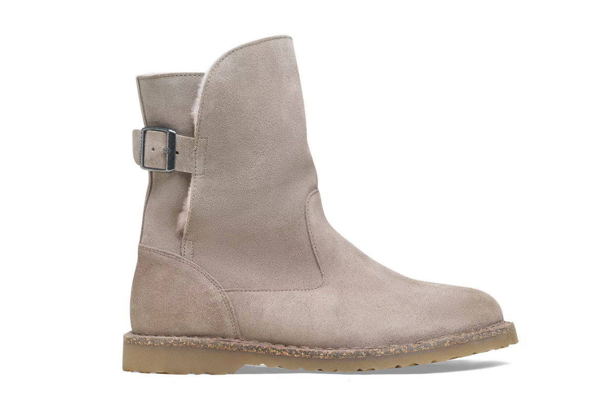 Birkenstock Uppsala Shearling Suede Leather Gray Taupe  Regular