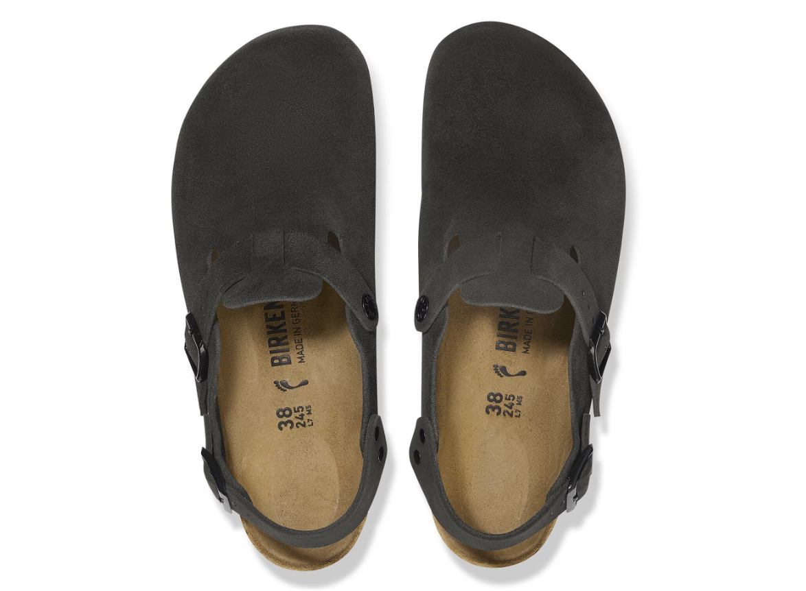 Birkenstock Tokio Suede Leather Clog Black  Regular