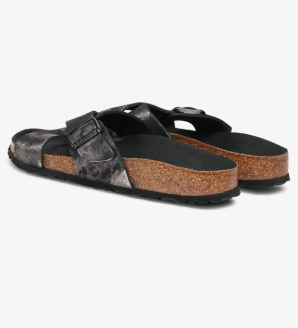 Birkenstock Siena Vintage Metallic Black Leather Sandals Narrow