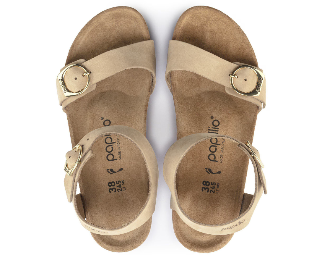 Birkenstock Soley Nubuck Leather Sandcastle Wedge Sandals Narrow