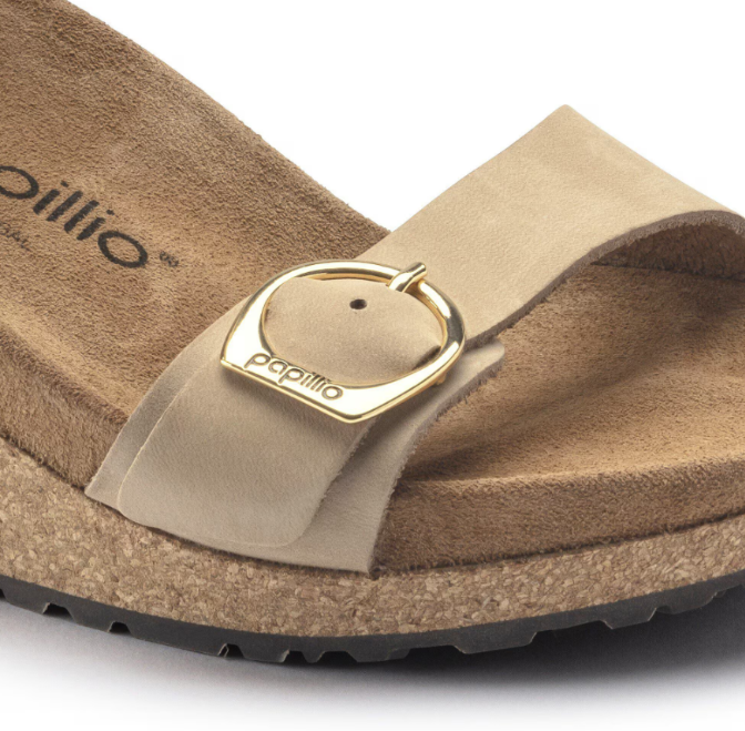 Birkenstock Soley Nubuck Leather Sandcastle Wedge Sandals Narrow