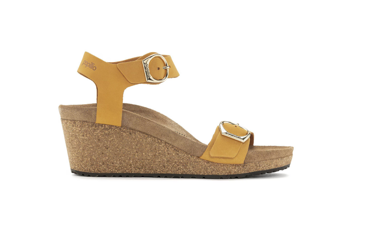 Birkenstock Soley Nubuck Leather Apricot Sandals Narrow