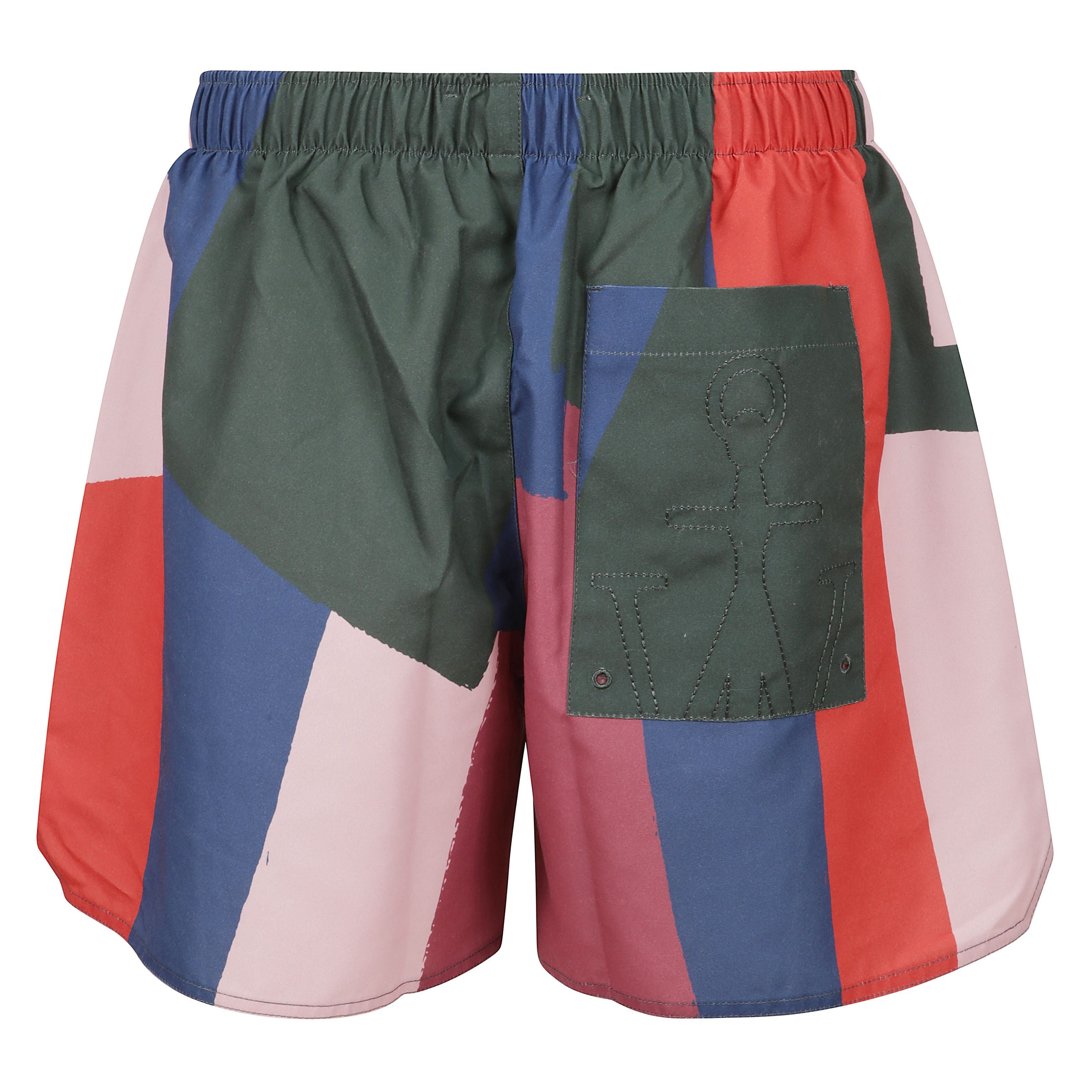 Costume da bagno multicolore con vita elasticizzato e tasche.