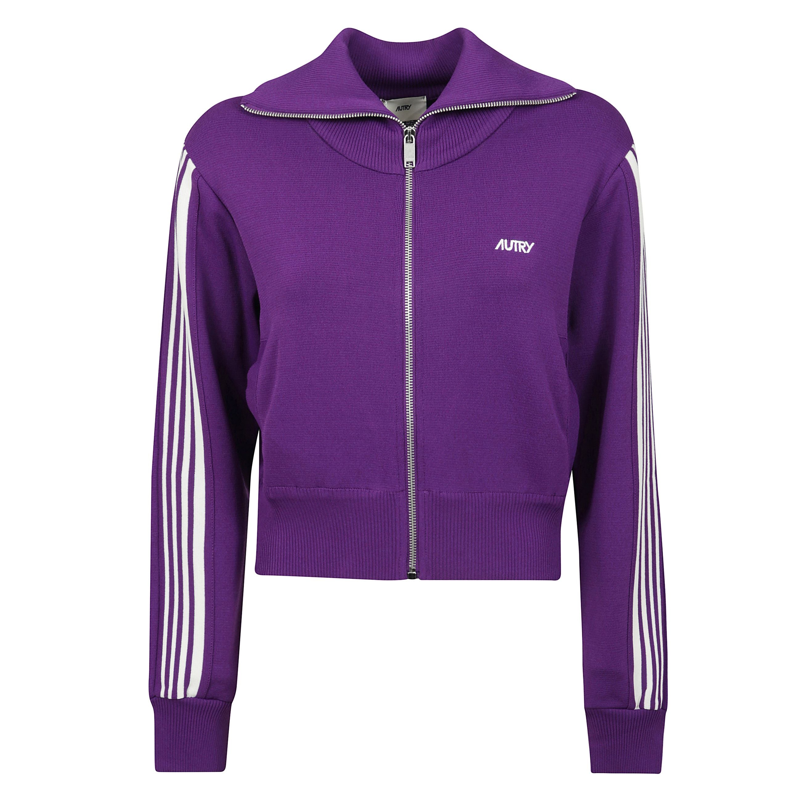 Felpa con zip, orlo e polsini a coste e logo sul petto