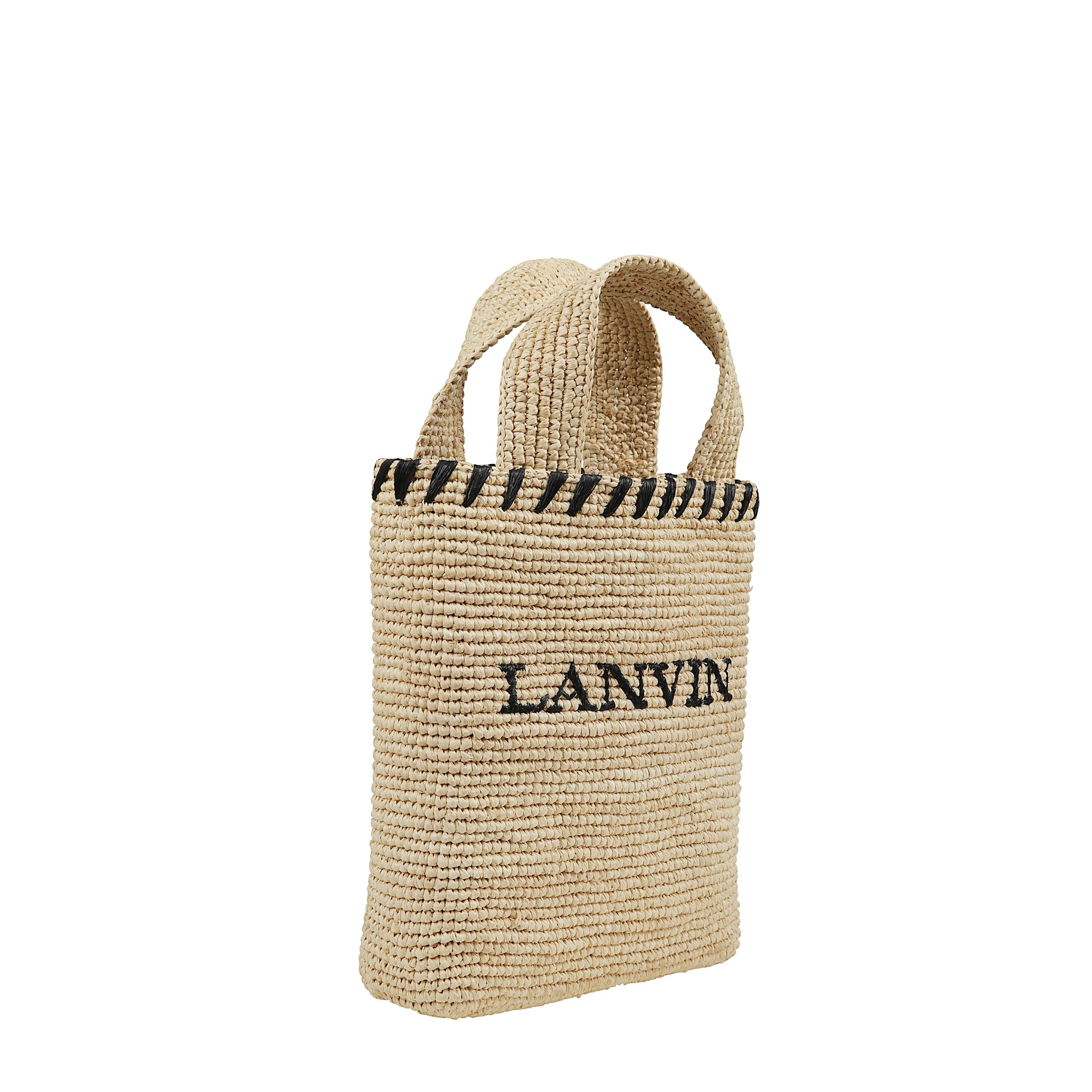 Tote bag in raffia ricamata con il logo lanvin leggera e pratica.