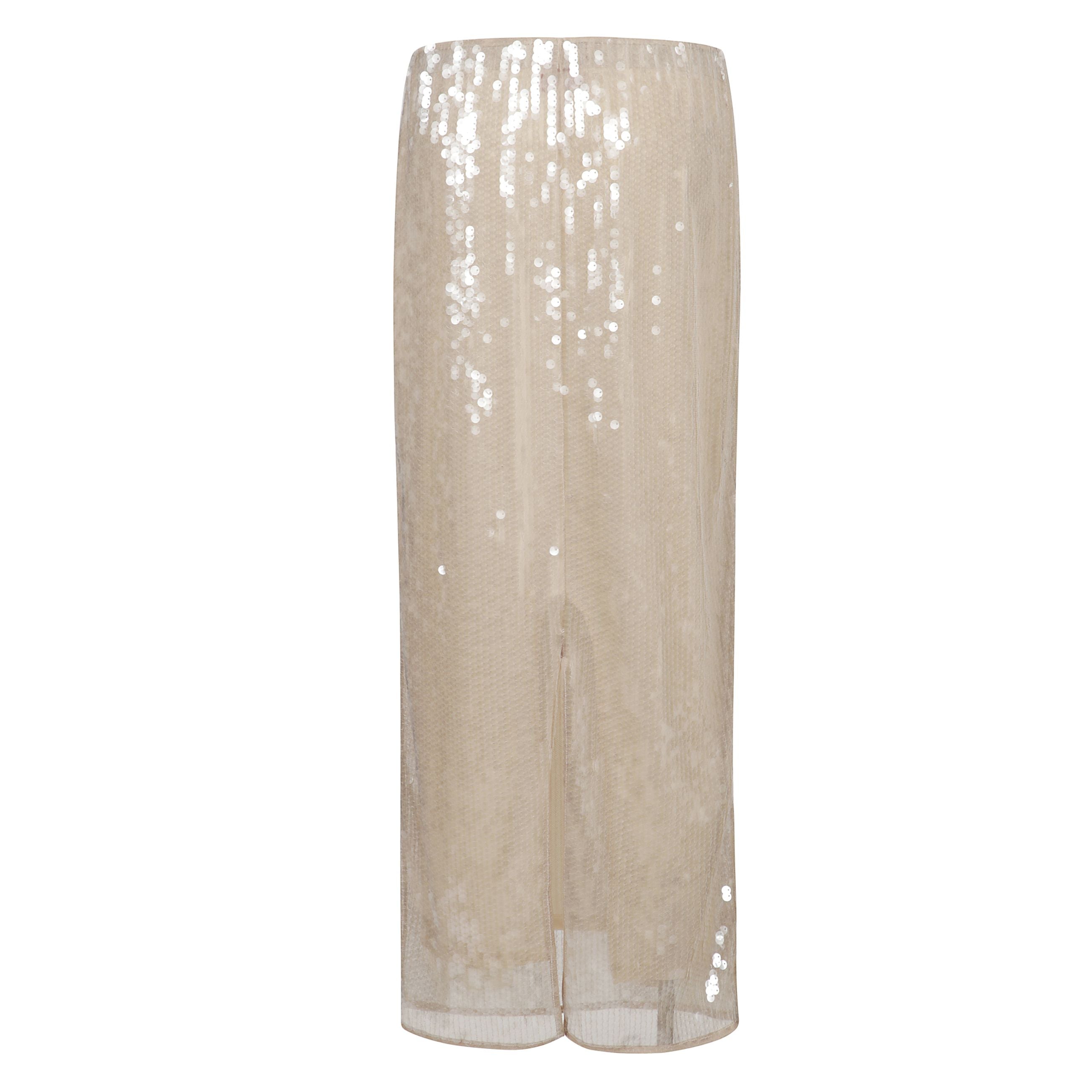 Gonna midi casey con paillettes e sottogonna removibile