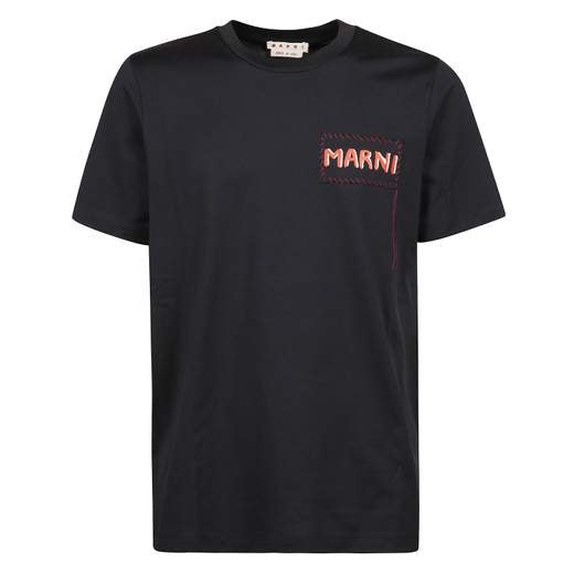 T-shirt marni in cotone con logo stampato e ricamo