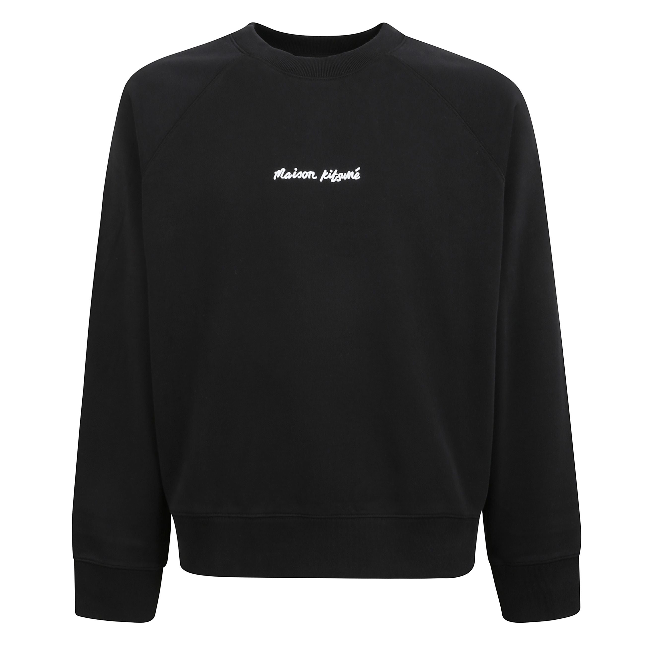 Felpa oversize a girocollo effetto mélange con logo ricamato maison kitsuné, maniche lunghe, polsini e fondo a costine.