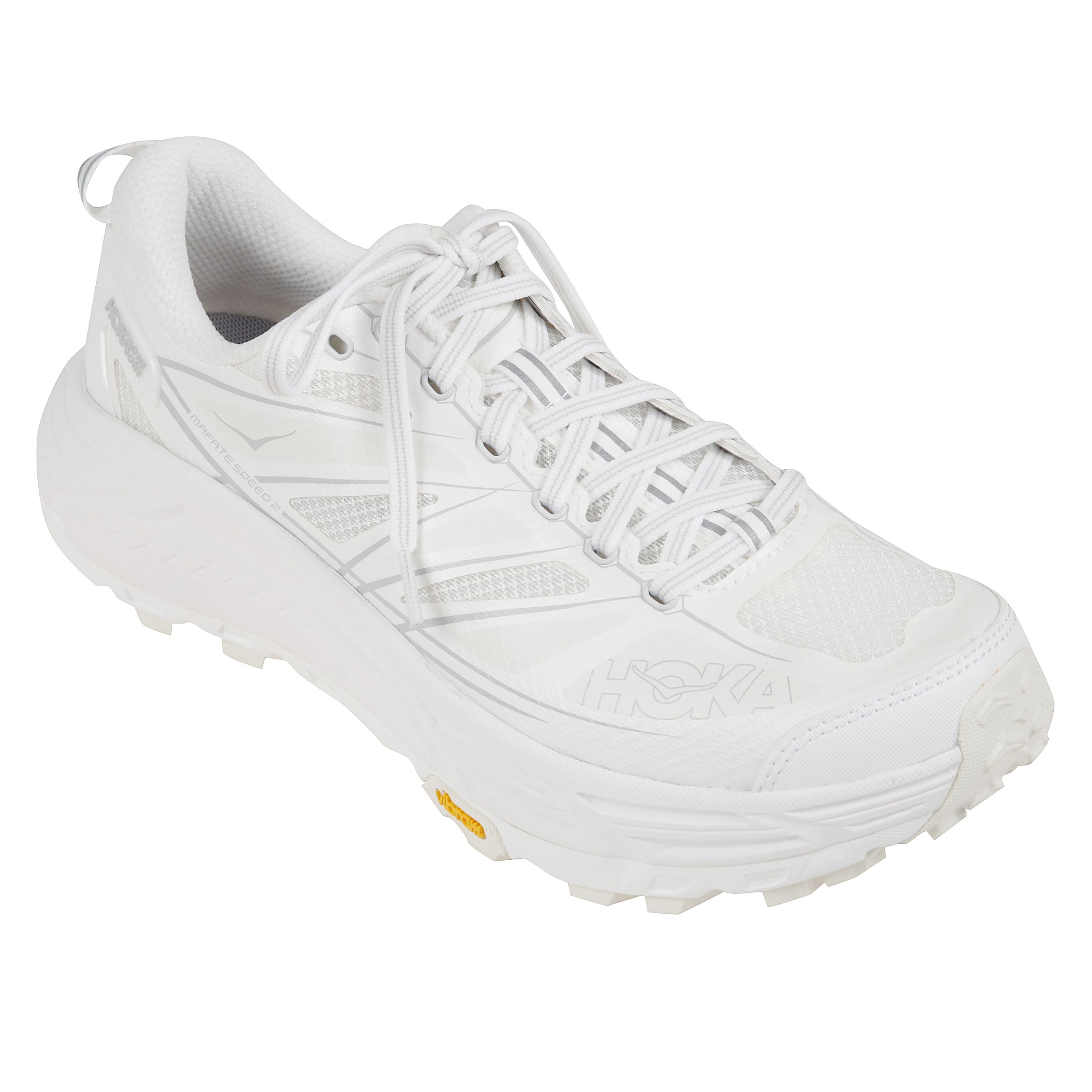 Scarpa tecnica con struttura leggera e traspirante. tomaia in monomesh senza cuciture, rinforzo esterno in tpu sul tallone, geometria metarockerâ„¢ per una transizione fluida. intersuola in cmeva ammortizzata. suola vibramÂ® megagrip con differenziale di 