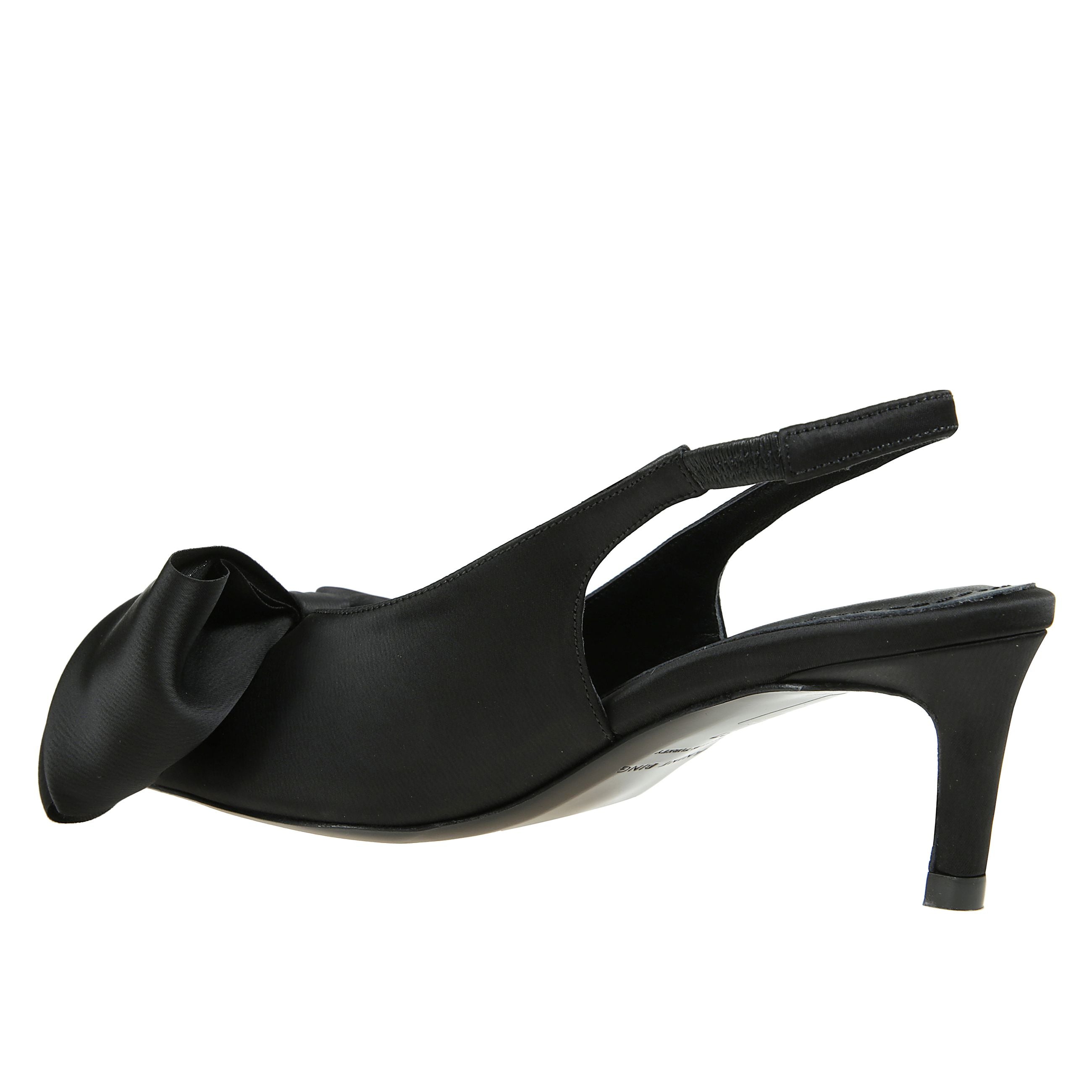 Pumps nina tacco a stiletto 57mm in pelle di vitello e tessuto in raso, con fascia elasticizzata sul tallone e dettaglio fiocco oversize.