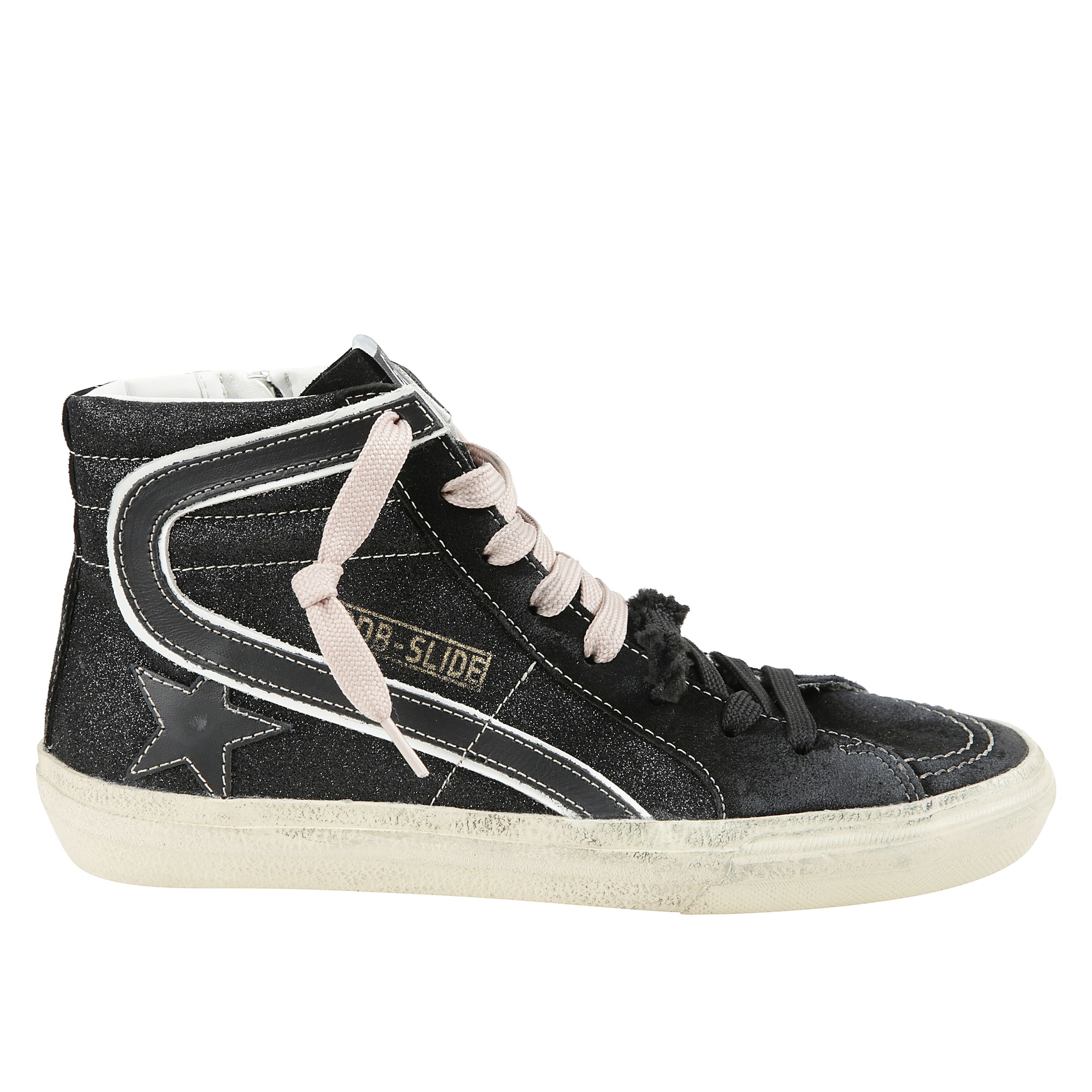 Sneakers mid star in suede blu e rosa